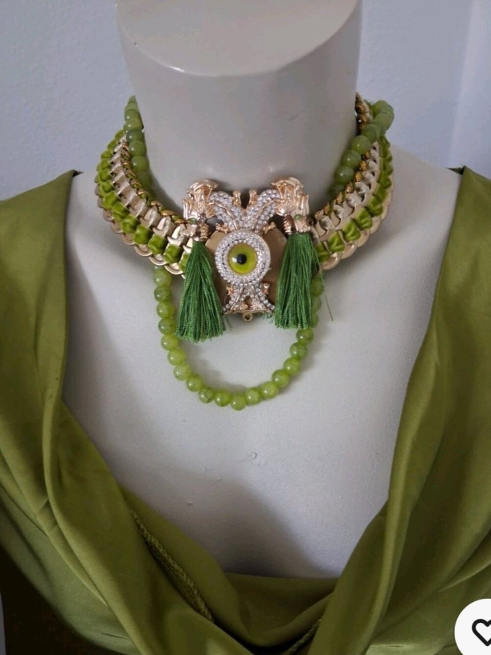 Upcycled handmade eye dangle tassels  dragon statement necklace choker OOAK